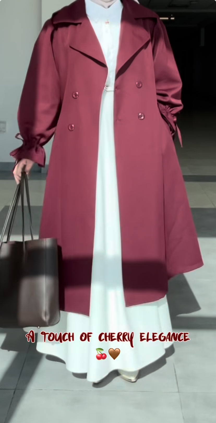 🍒 معطف Cherry Elegance الطويل