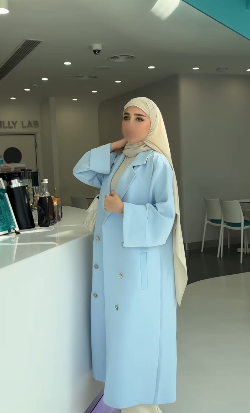 🩵معطف أنيق بلون أزرق سماوي 🌸