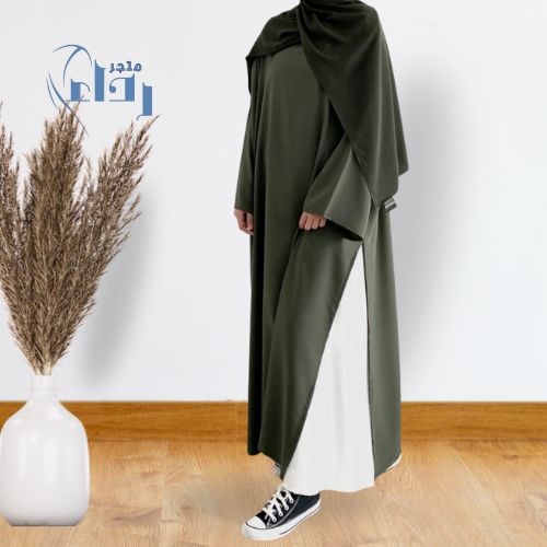 🧕✨ عباية مميزة من قطعتين – أناقة للمحجبات